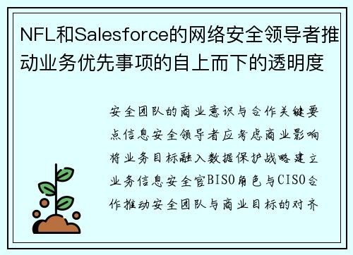 NFL和Salesforce的网络安全领导者推动业务优先事项的自上而下的透明度 