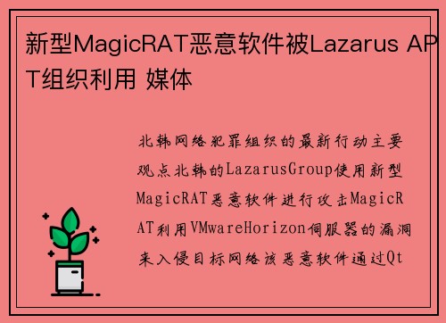 新型MagicRAT恶意软件被Lazarus APT组织利用 媒体